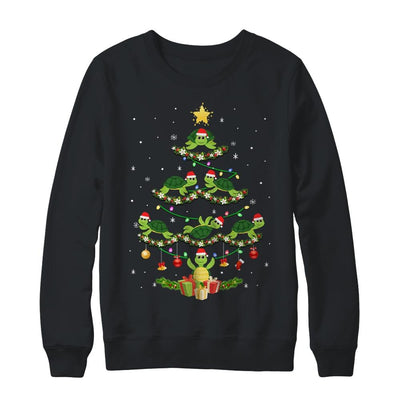 Sea Turtles Lover Xmas Gift Sea Turtle Christmas Tree-T-Shirt & Sweatshirt-Crewneck Sweatshirt-Black