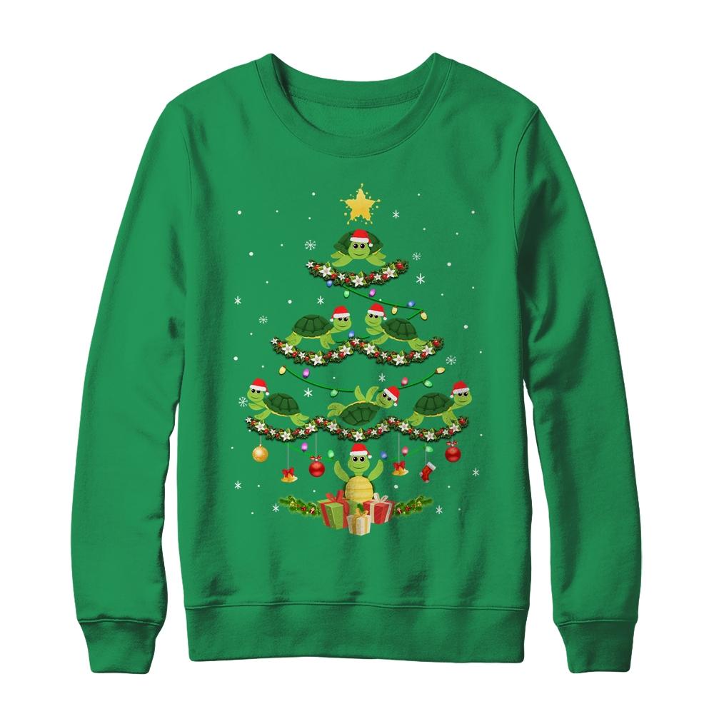 Sea Turtles Lover Xmas Gift Sea Turtle Christmas Tree-T-Shirt & Sweatshirt-Crewneck Sweatshirt-Irish Green