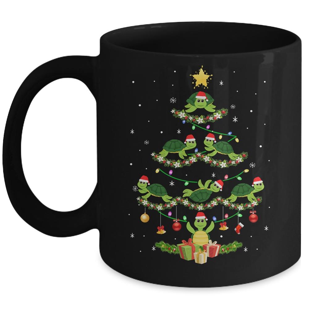 Sea Turtles Lover Xmas Gift Sea Turtle Christmas Tree Mug-Coffee Mug-Mug-Black