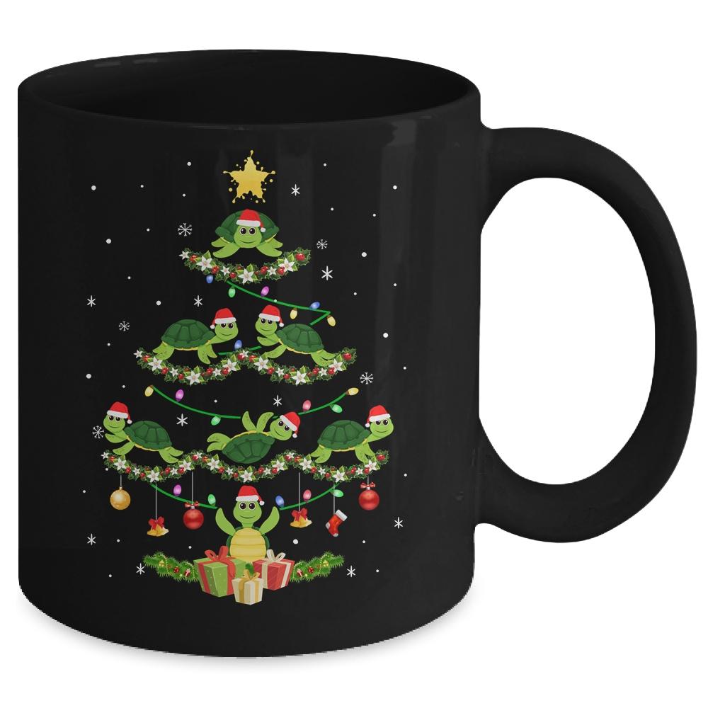Sea Turtles Lover Xmas Gift Sea Turtle Christmas Tree Mug-Coffee Mug-Mug-Black