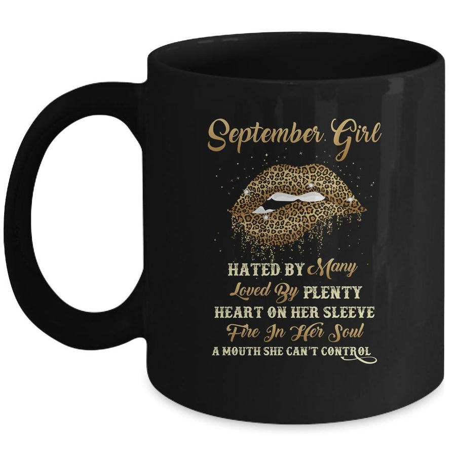 September Girl Birthday Funny Leopard Sexy Lip Mug-Coffee Mug-Mug-Black