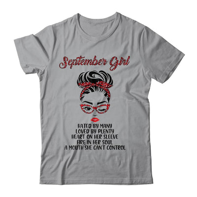 September Girl Hated By Many Loved By Plenty Leopard Women-T-Shirt & Tank Top-Classic T-Shirt-Sport Grey