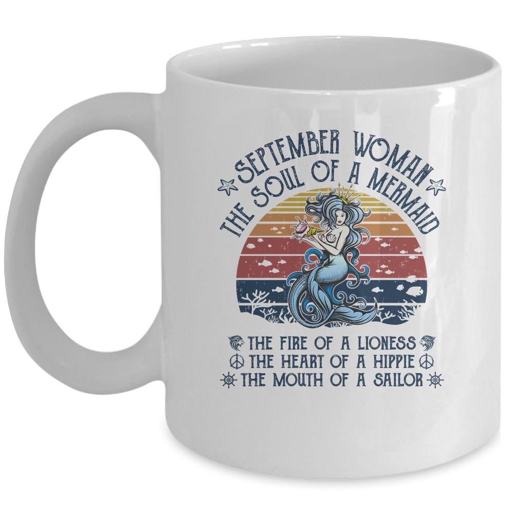 September Woman The Soul Of A Mermaid Vintage Birthday Gift Mug