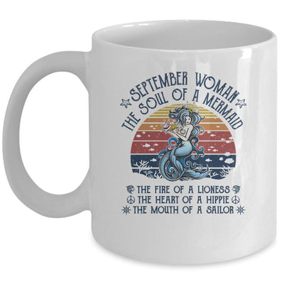 September Woman The Soul Of A Mermaid Vintage Birthday Gift Mug-Coffee Mug-Mug-White