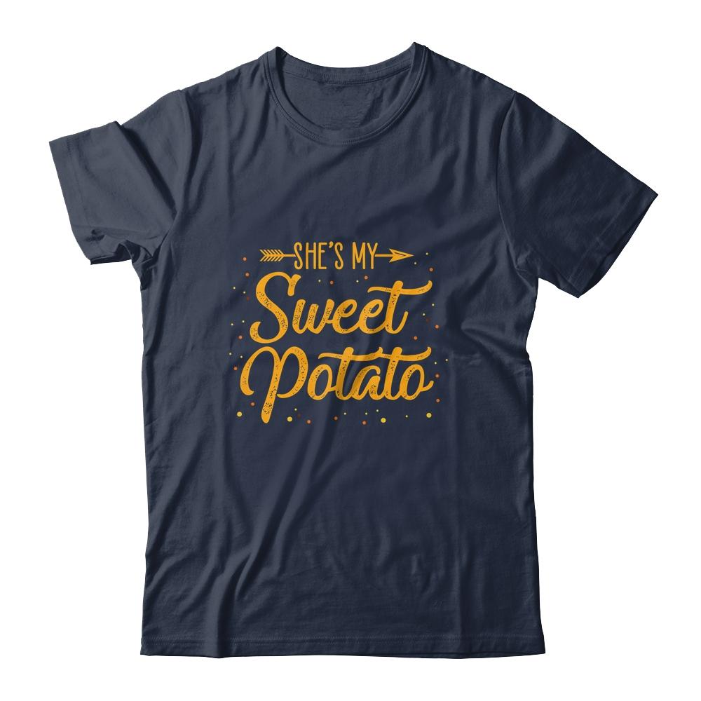 She's My Sweet Potato Yes I Yam Matching Couple Gift-T-Shirt & Hoodie-Classic T-Shirt-Navy