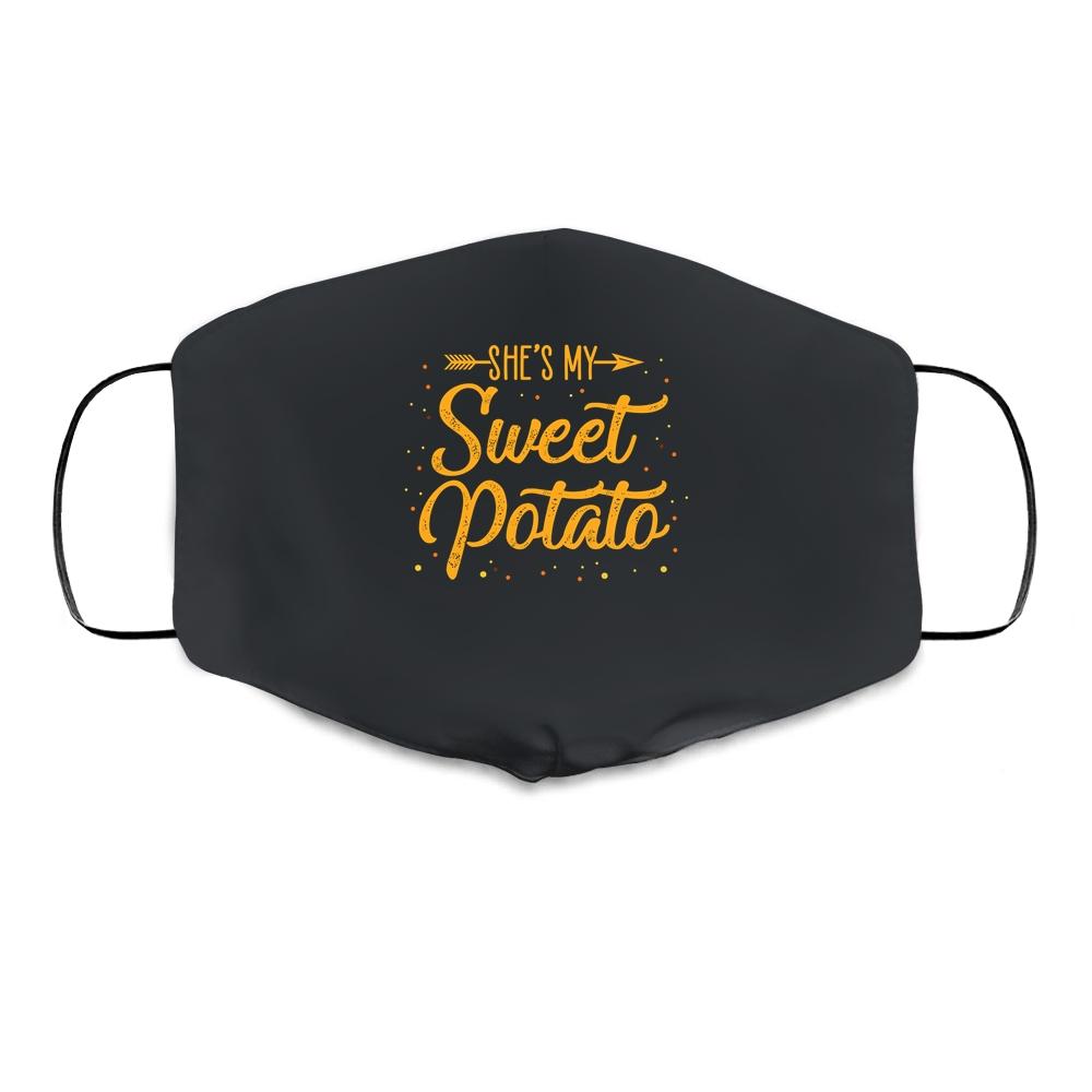 She's My Sweet Potato Yes I Yam Matching Couple Gift Cloth Face Mask-Cloth Face Mask-Cloth Face Mask-Black