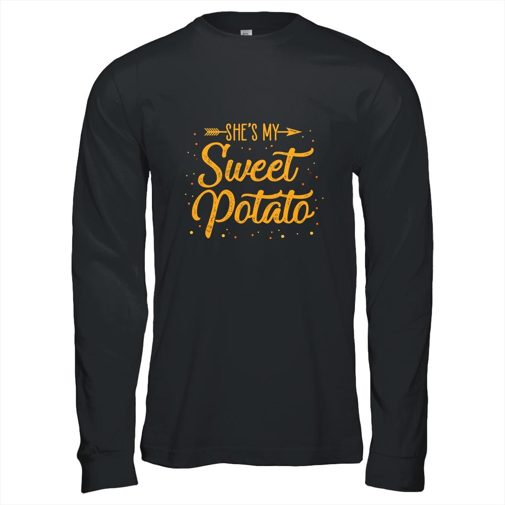 She's My Sweet Potato Yes I Yam Matching Couple Gift-T-Shirt & Hoodie-Long Sleeve T-Shirt-Black