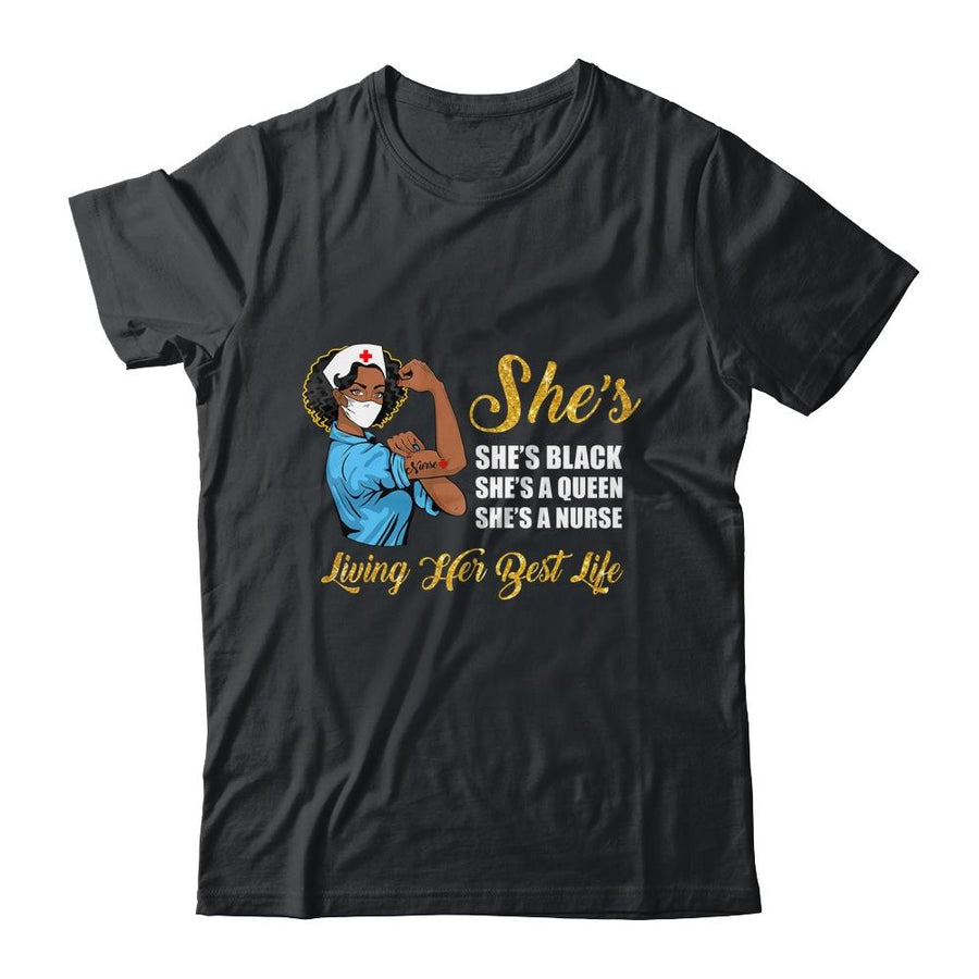 Shes Black That Queen Nurse Proud Black Nursing RN-T-Shirt & Tank Top-Classic T-Shirt-Black