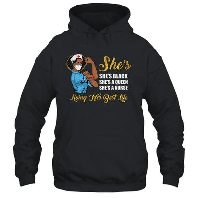 Shes Black That Queen Nurse Proud Black Nursing RN-T-Shirt & Tank Top-Pullover Hoodie-Black
