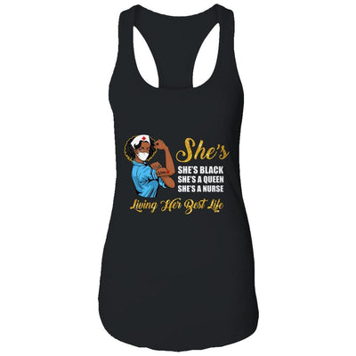 Shes Black That Queen Nurse Proud Black Nursing RN-T-Shirt & Tank Top-Women's Ideal Racerback Tank-Black