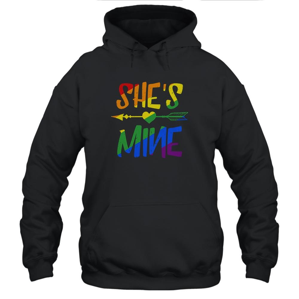 Shes Mine Im Hers Lesbian Couple Matching LGBT Pride-T-Shirt & Hoodie-Pullover Hoodie-Black