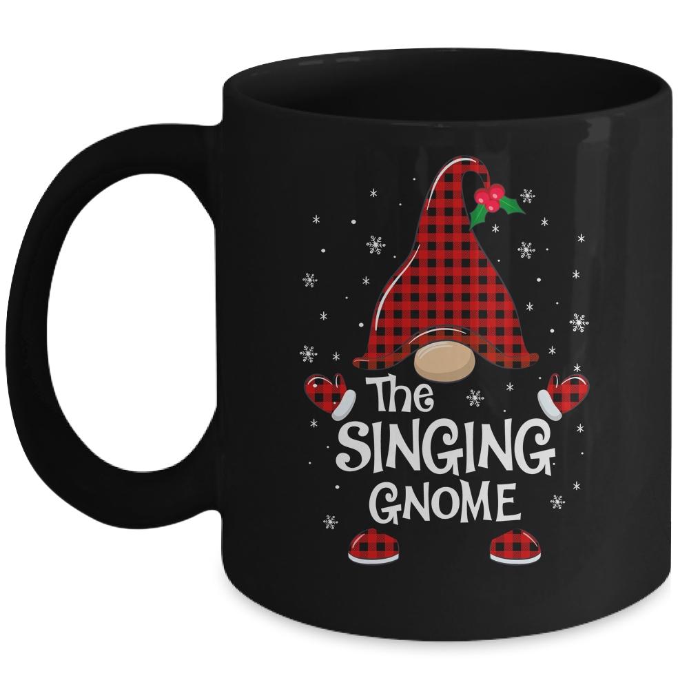 Singing Gnome Buffalo Plaid Matching Christmas Pajama Gift Mug