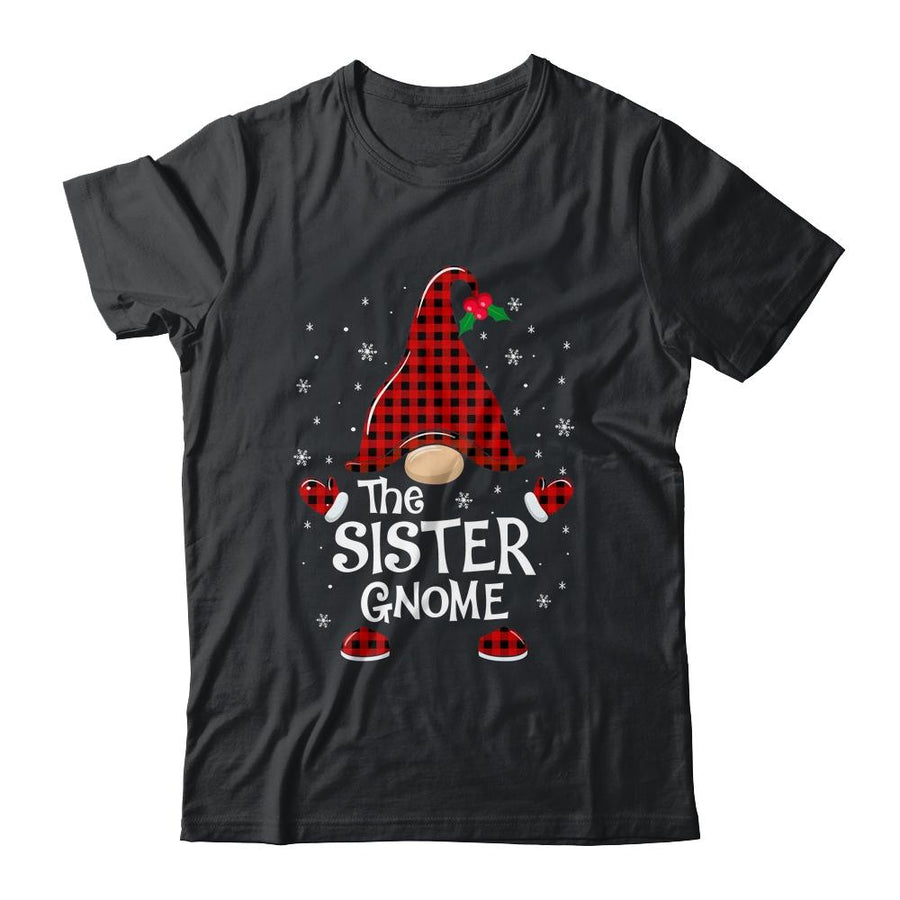 Sister Gnome Buffalo Plaid Matching Christmas Pajama Gift-T-Shirt & Sweatshirt-Classic T-Shirt-Black