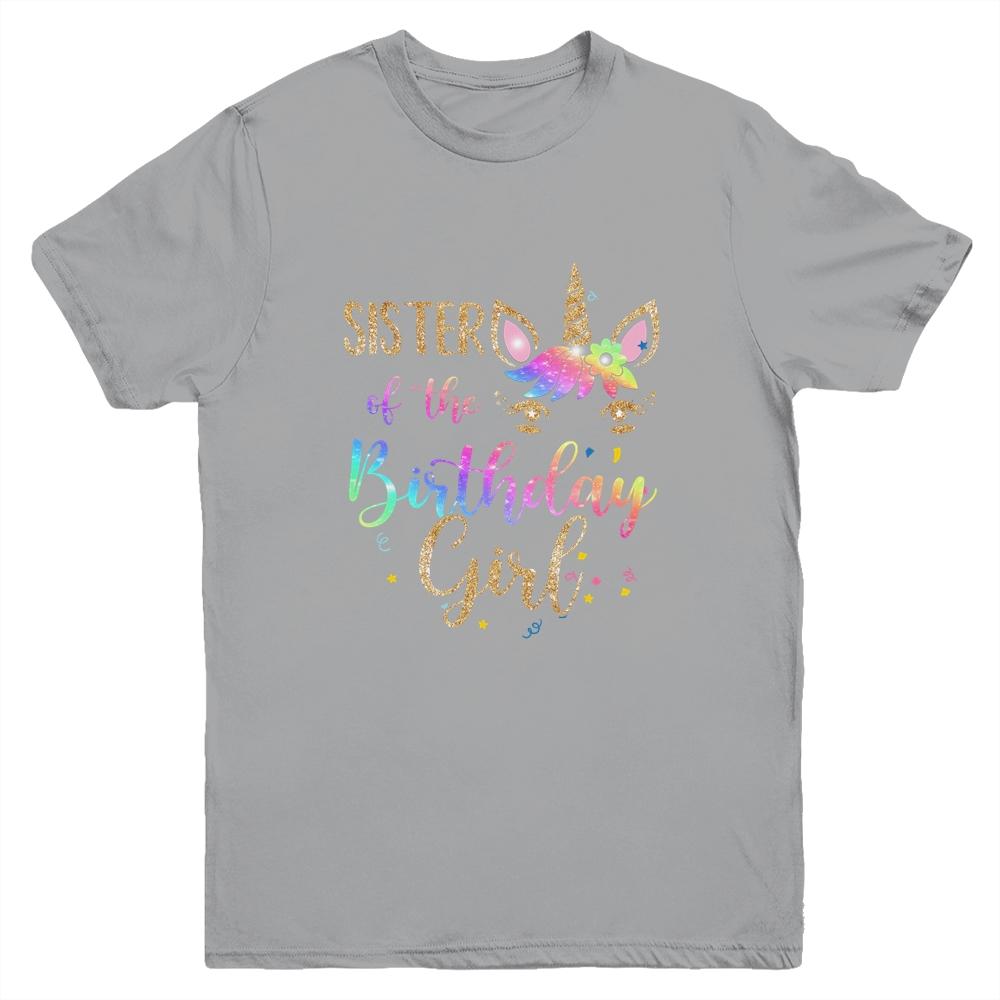 Sister Of The Birthday Girl Sister Unicorn Birthday Gift Youth-Youth Shirt-Youth T-Shirt-Sport Grey