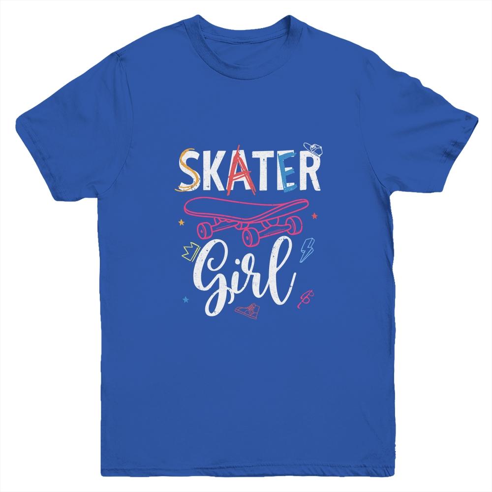 Skater Skateboard Skateboarding For Girls Youth-Youth Shirt-Youth T-Shirt-Royal