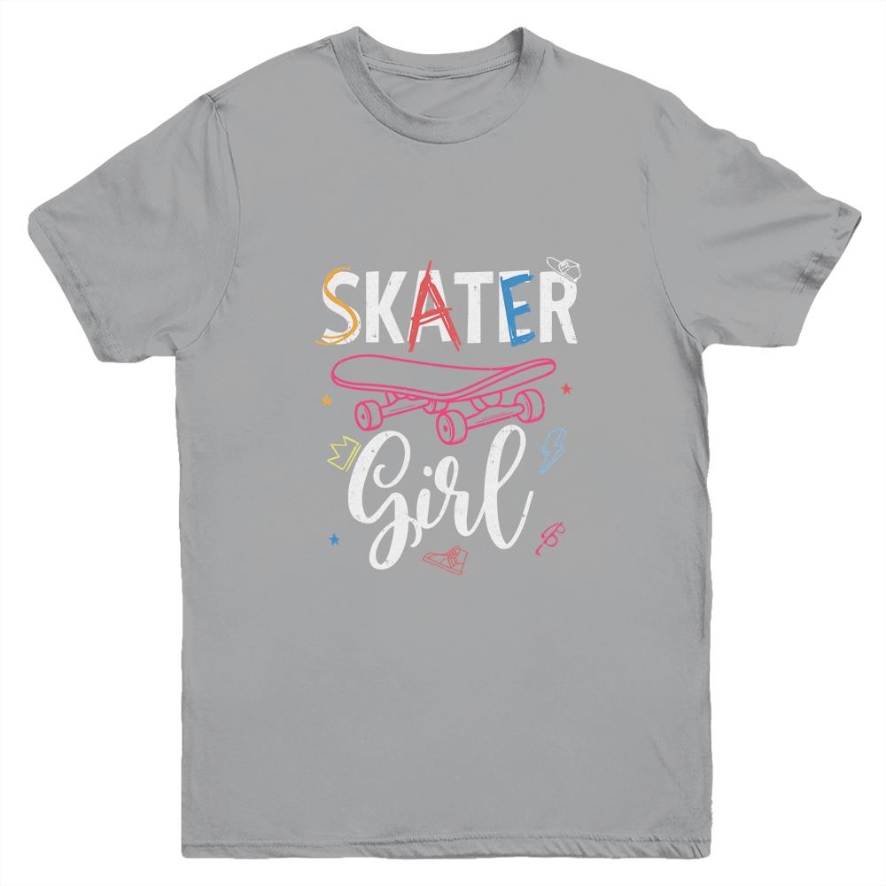 Skater Skateboard Skateboarding For Girls Youth-Youth Shirt-Youth T-Shirt-Sport Grey