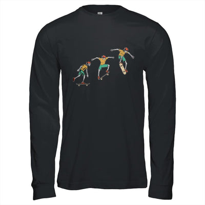 Skeleton Skateboard Funny Halloween Costume Gift-T-Shirt & Hoodie-Long Sleeve T-Shirt-Black