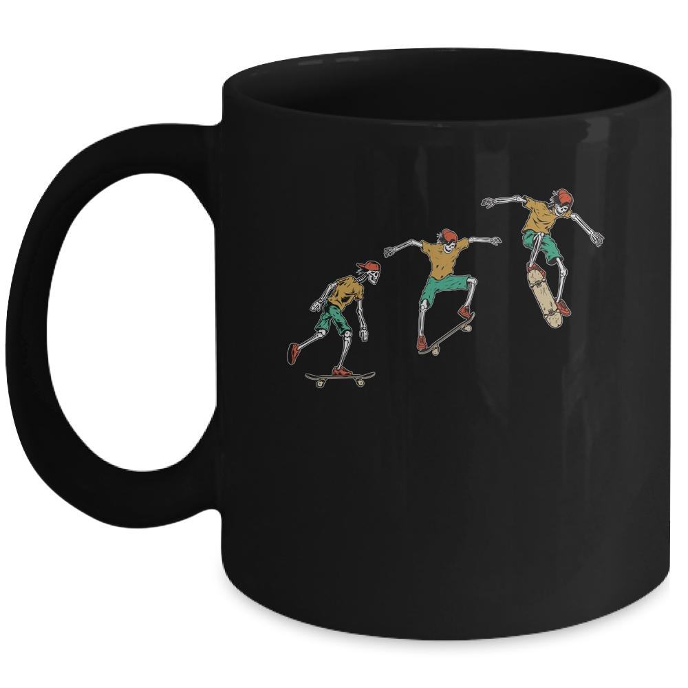 Skeleton Skateboard Funny Halloween Costume Gift Mug-Coffee Mug-Mug-Black