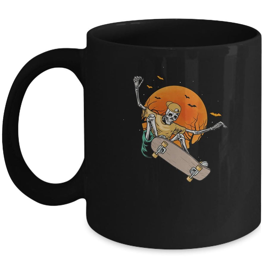 Skeleton Skater In Halloween With Skateboard Mug-Coffee Mug-Mug-Black