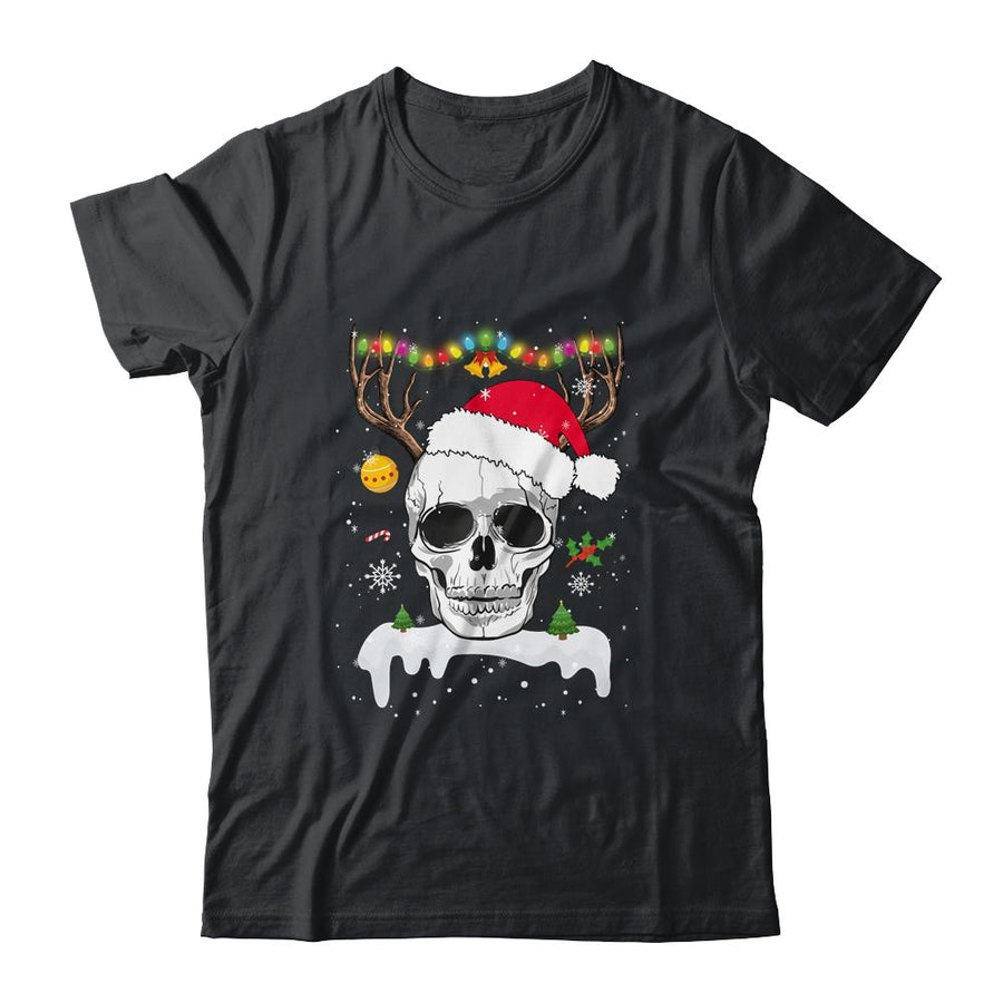 Skull Reindeer Christmas Funny Skulls Santa Hat Reindeer-T-Shirt & Sweatshirt-Classic T-Shirt-Black