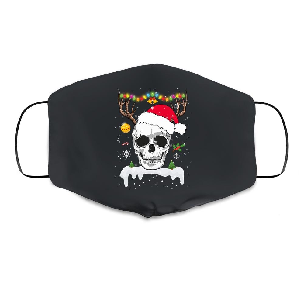 Skull Reindeer Christmas Funny Skulls Santa Hat Reindeer Cloth Face Mask