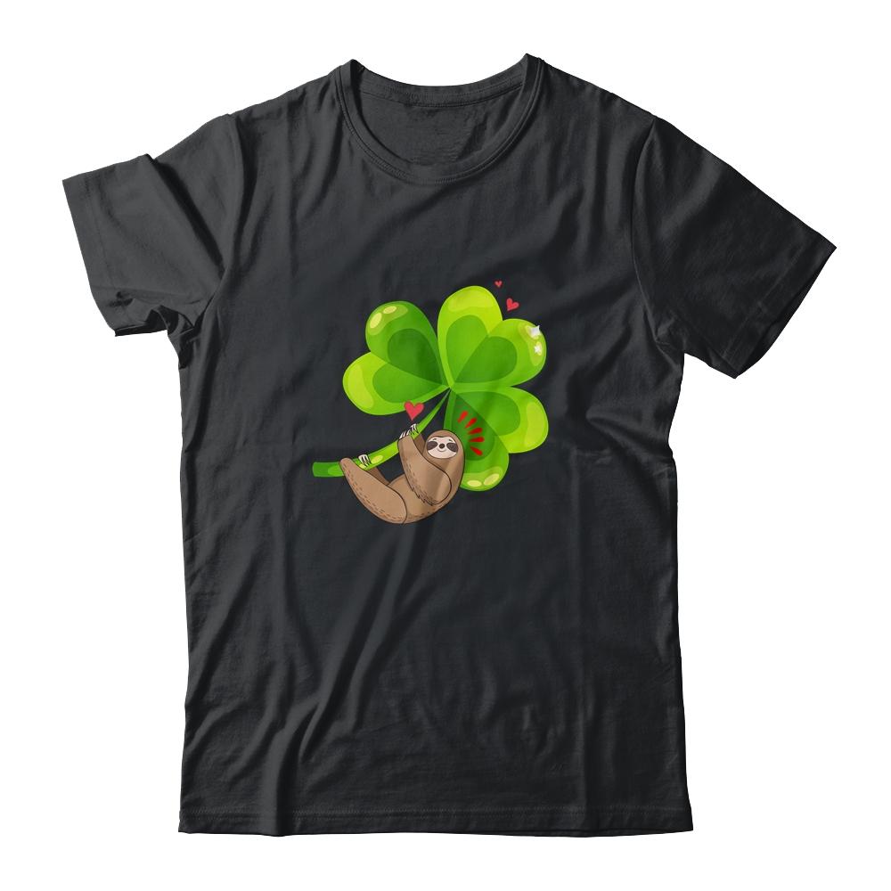 Sloth Shamrock St Patricks Day Funny Sloth Irish Gift-T-Shirt & Hoodie-Classic T-Shirt-Black