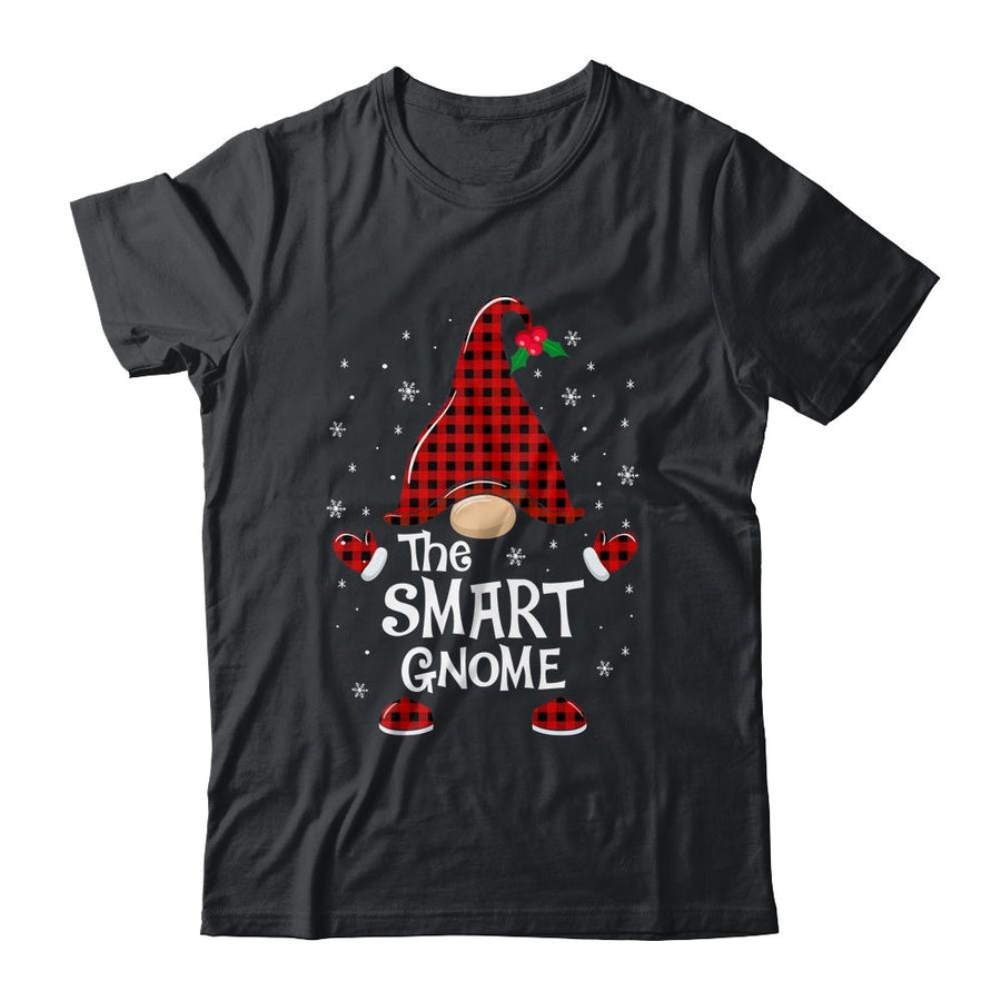 Smart Gnome Buffalo Plaid Matching Christmas Pajama Gift-T-Shirt & Sweatshirt-Classic T-Shirt-Black