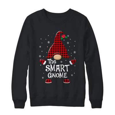 Smart Gnome Buffalo Plaid Matching Christmas Pajama Gift-T-Shirt & Sweatshirt-Crewneck Sweatshirt-Black