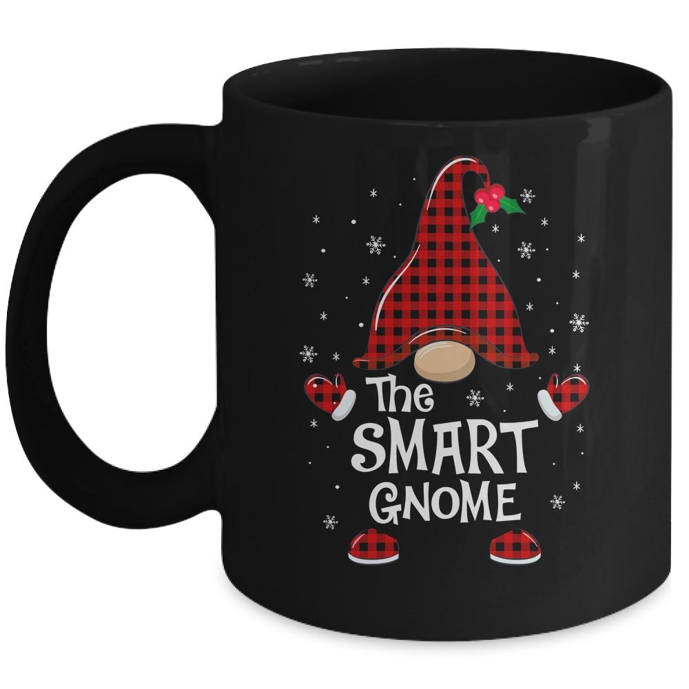 Smart Gnome Buffalo Plaid Matching Christmas Pajama Gift Mug-Coffee Mug-Mug-Black