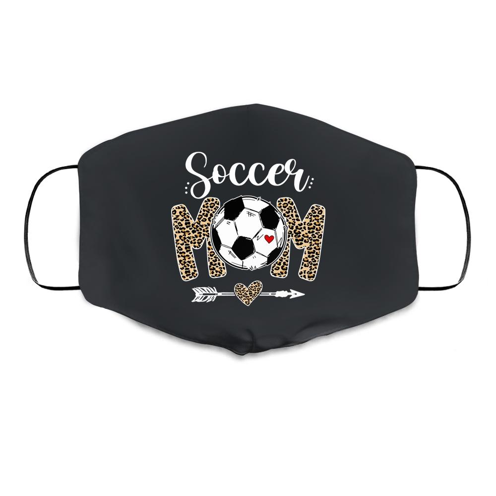 Soccer Mom Leopard Funny Mom Mothers Day Cloth Face Mask-Cloth Face Mask-Cloth Face Mask-Black