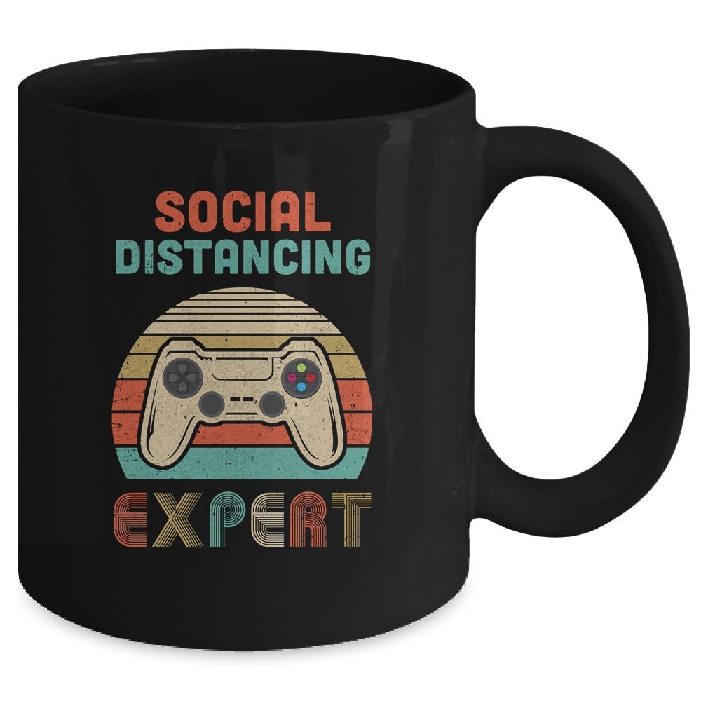 Social Distancing Expert Gaming Video Gamer Boys Men Gift Mug-Coffee Mug-Mug-Black