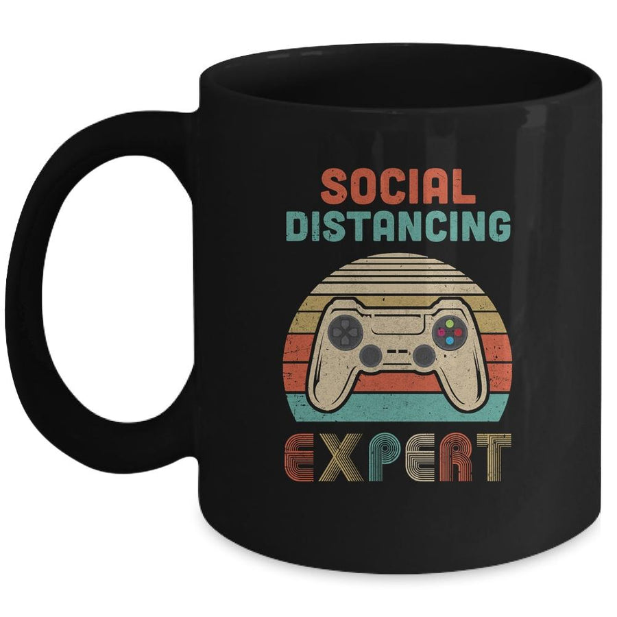 Social Distancing Expert Gaming Video Gamer Boys Men Gift Mug-Coffee Mug-Mug-Black