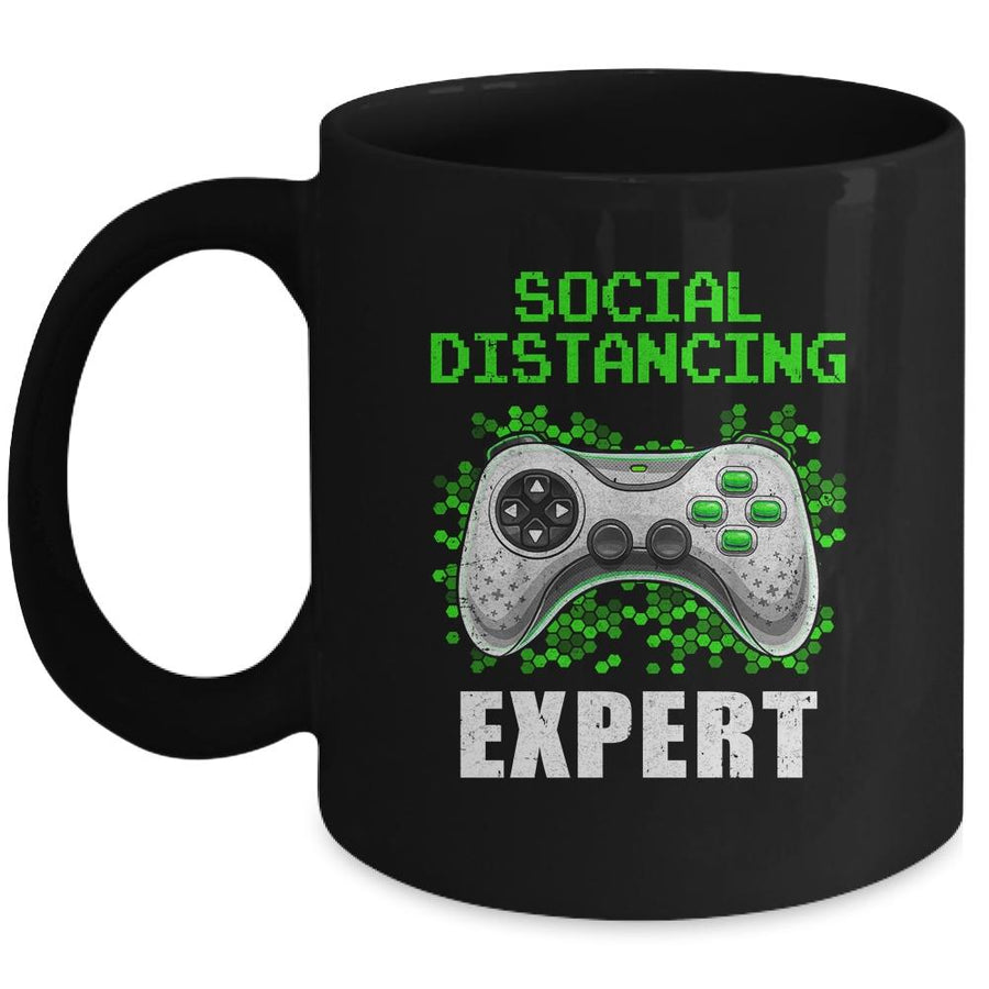 Social Distancing Expert Gaming Video Gamer Men Boys Gift Mug-Coffee Mug-Mug-Black