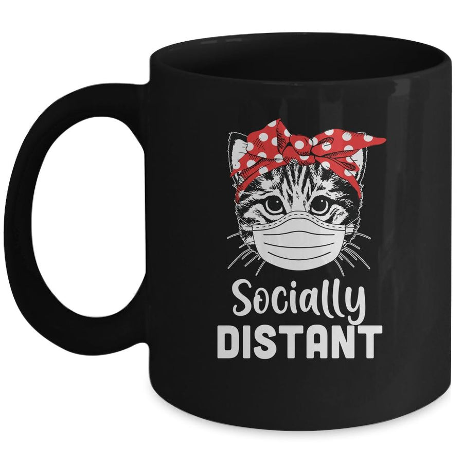 Social Distant Kitty Cat Quarantine Mug-Coffee Mug-Mug-Black