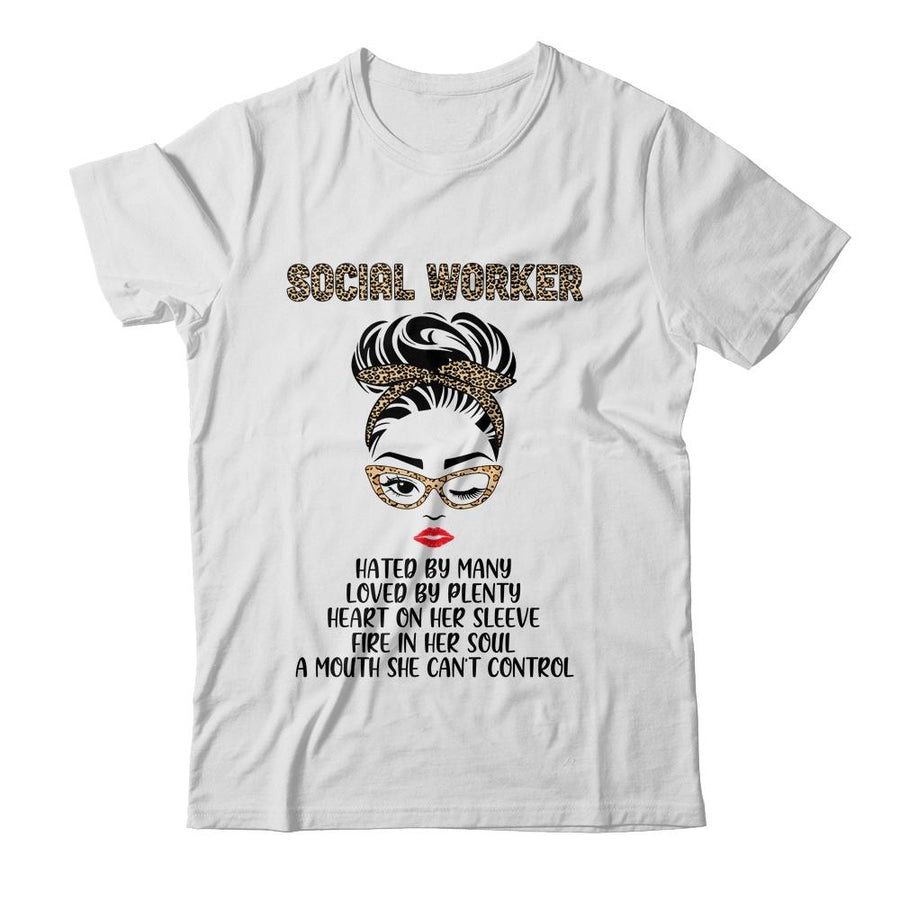 Social Worker Hated By Many Loved By Plenty Leopard Women-T-Shirt & Tank Top-Classic T-Shirt-White