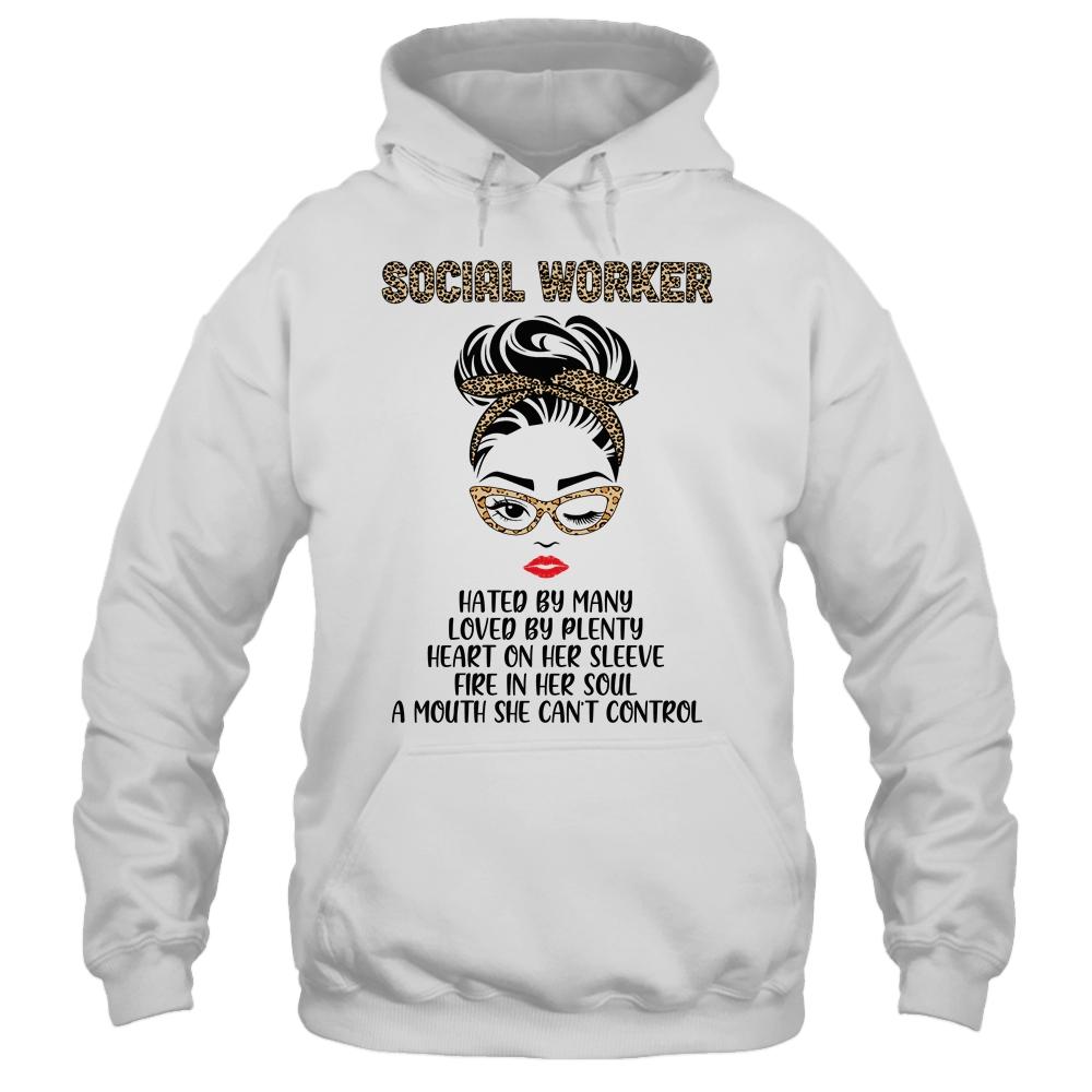 Social Worker Hated By Many Loved By Plenty Leopard Women-T-Shirt & Tank Top-Pullover Hoodie-White