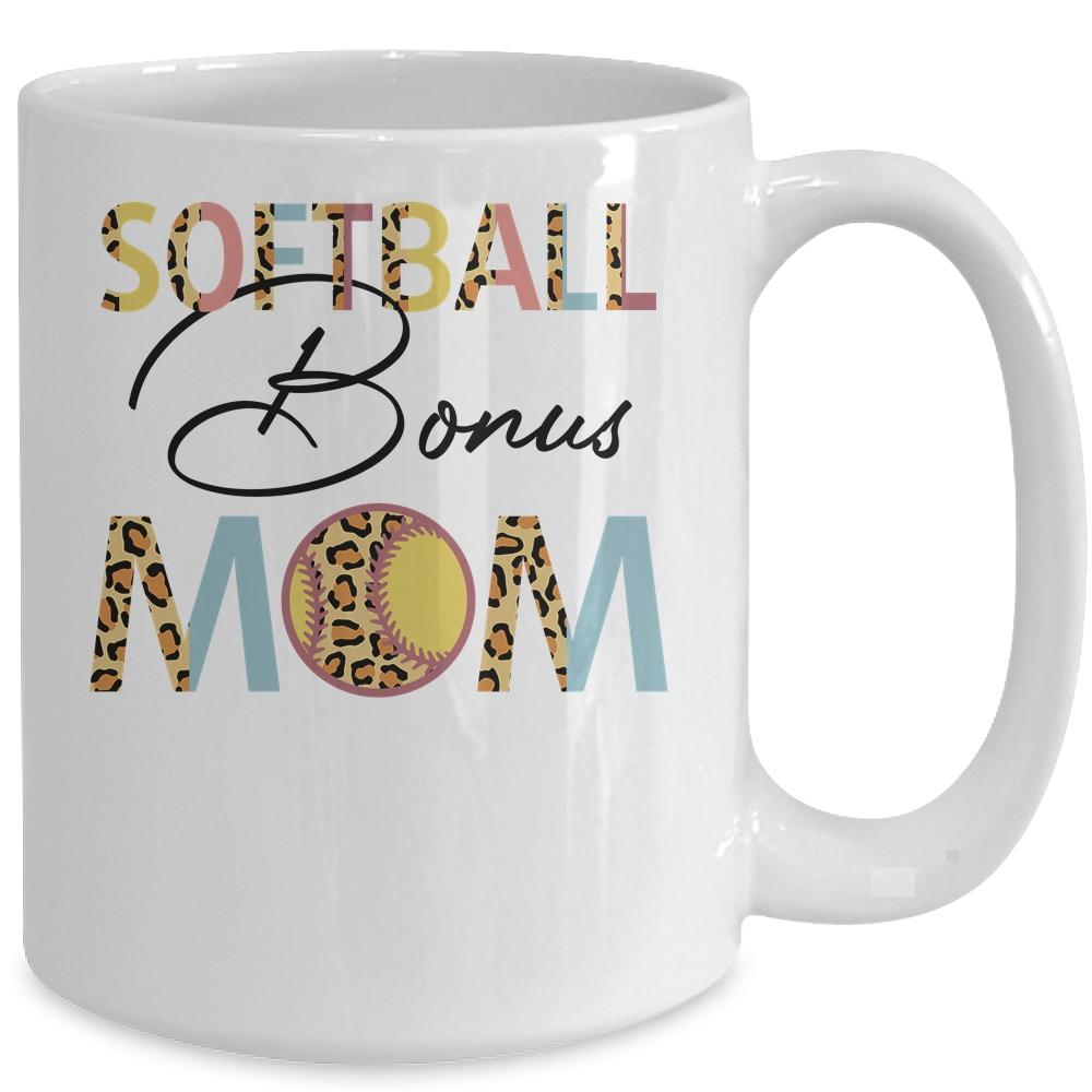 Softball Bonus Mom Softball Mom Leopard Mothers Day Mug-Coffee Mug-