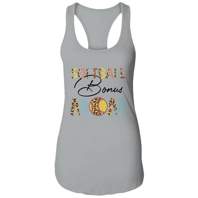 Softball Bonus Mom Softball Mom Leopard Mothers Day-T-Shirt & Tank Top-Women's Ideal Racerback Tank-Heather Grey