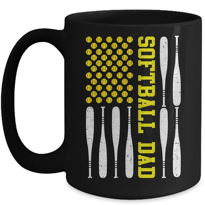Softball Dad Vintage USA American Flag Father's Day Mug-Coffee Mug-Mug-Black