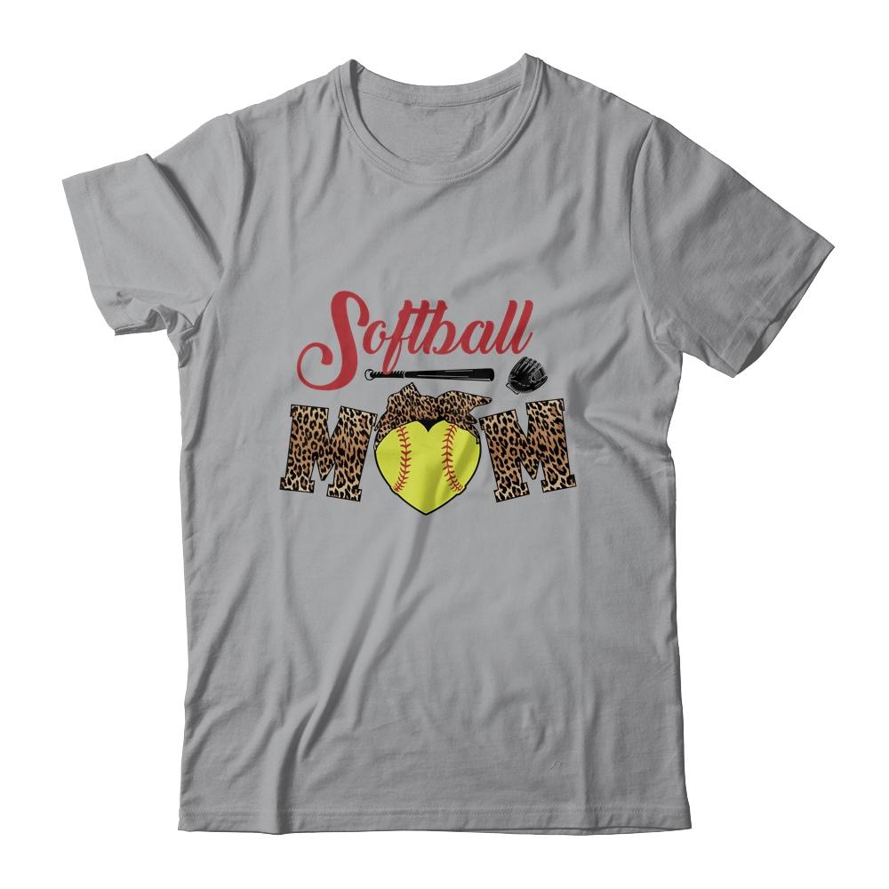 Softball Mom Leopard Funny Baseball Mom Mother's Day-T-Shirt & Tank Top-Classic T-Shirt-Sport Grey