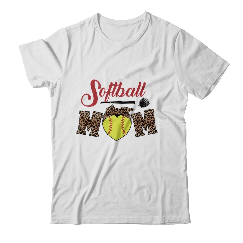 Softball Mom Leopard Funny Baseball Mom Mother's Day-T-Shirt & Tank Top-Classic T-Shirt-White