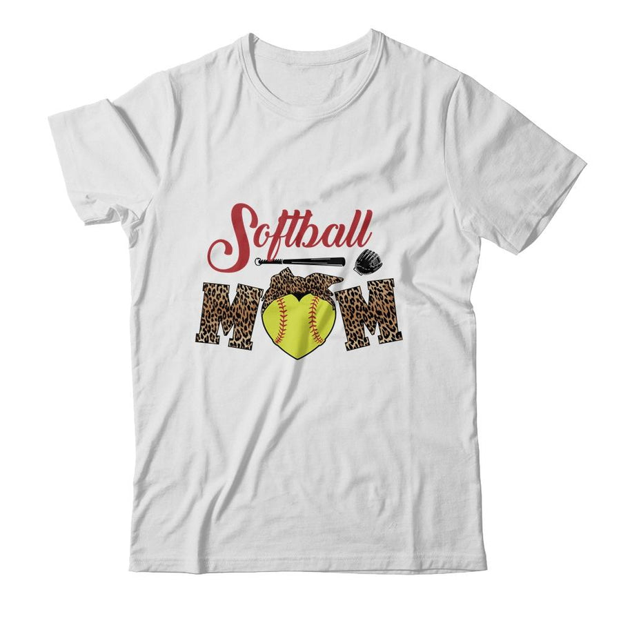 Softball Mom Leopard Funny Baseball Mom Mother's Day-T-Shirt & Tank Top-Classic T-Shirt-White