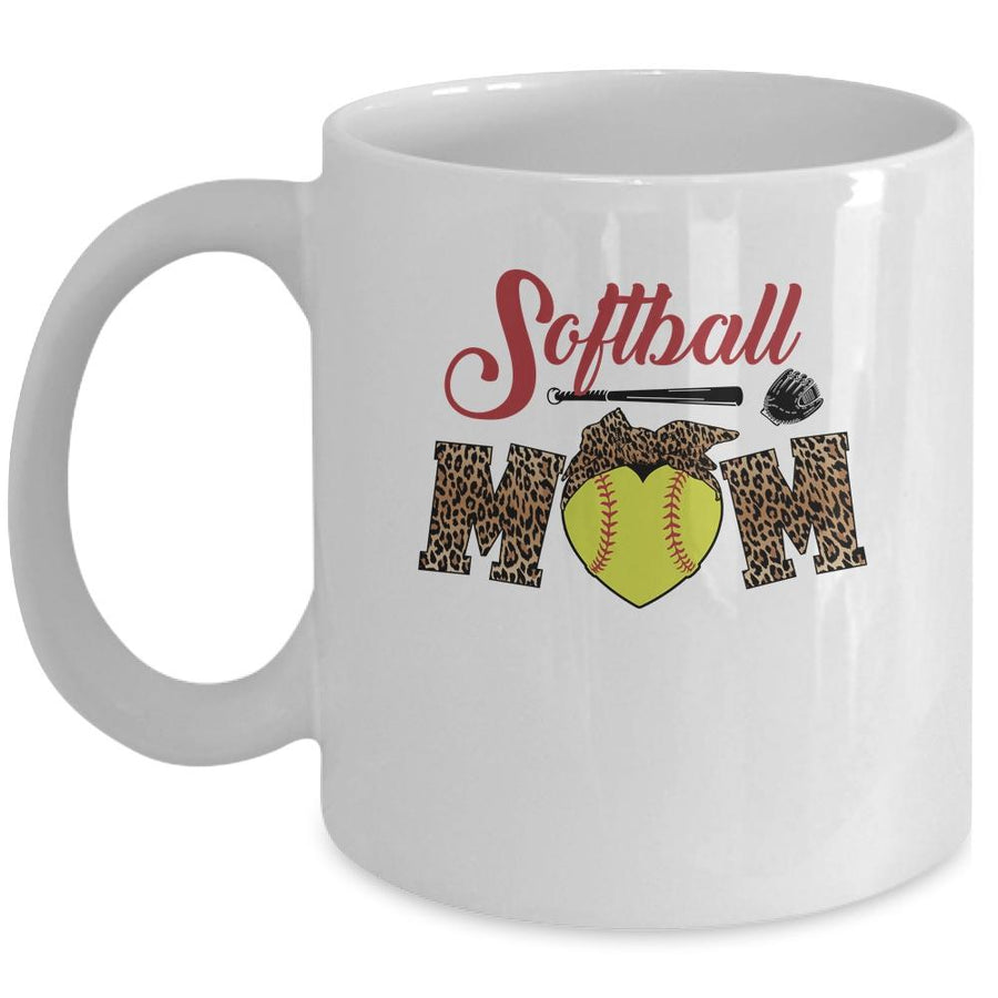 Softball Mom Leopard Funny Baseball Mom Mother's Day Mug-Coffee Mug-Mug-White