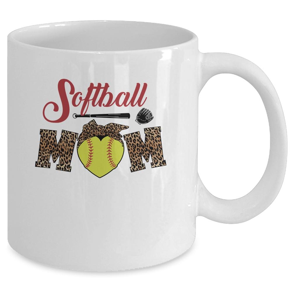 Softball Mom Leopard Funny Baseball Mom Mother's Day Mug-Coffee Mug-