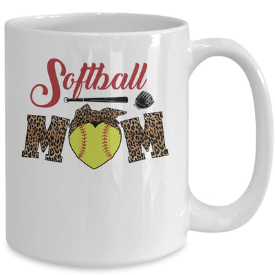 Softball Mom Leopard Funny Baseball Mom Mother's Day Mug-Coffee Mug-