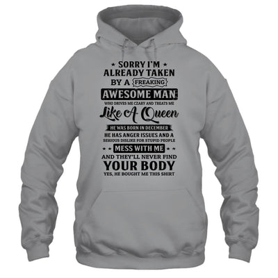 Sorry I'm Already Taken By A Freaking Awesome Man December-T-Shirt & Hoodie-Pullover Hoodie-Sport Grey