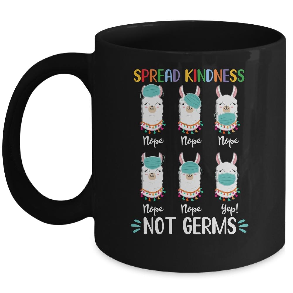 Spread Kindness Not Germs LLama With Wearing Face Mask Gift Mug-Coffee Mug-Mug-Black