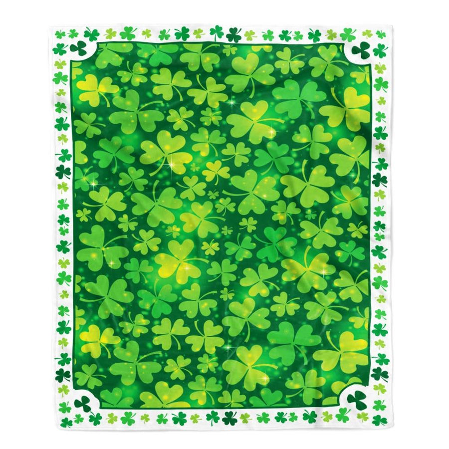 St Patrick Gift Green Clover Fleece Blanket-Blanket-Fleece Blanket-30 x 40 Inches - Baby Size