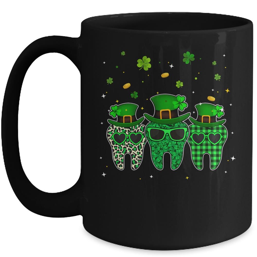 St Patrick's Day Cute Plaid Tooth Dental Assistant Mug-Coffee Mug-Mug-Black