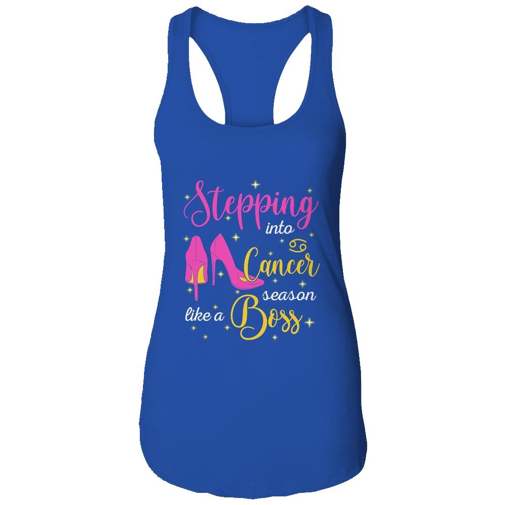 Stepping Into Cancer Season Like A Boss June July-T-Shirt & Tank Top-Women's Ideal Racerback Tank-Royal